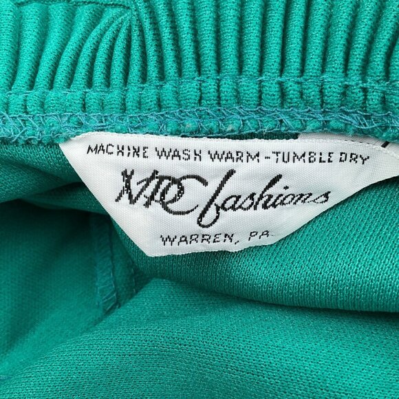 NPC Fashions Dress Jacket Set Women 14 Green Shift‎ Ruffle Career Retro 70s VTG - Picture 6 of 16